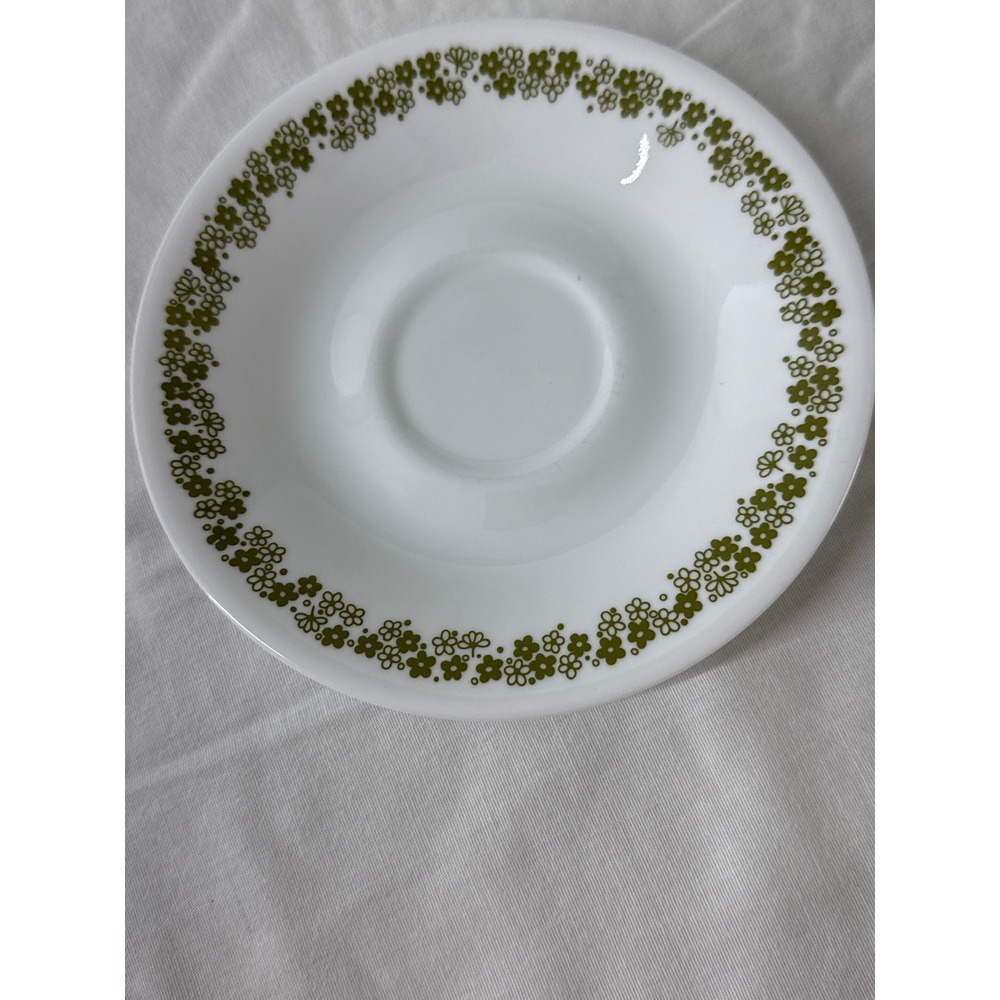 Corelle Spring Blossom Green Saucer Crazy Daisy Corning Livingware Vintage Plate